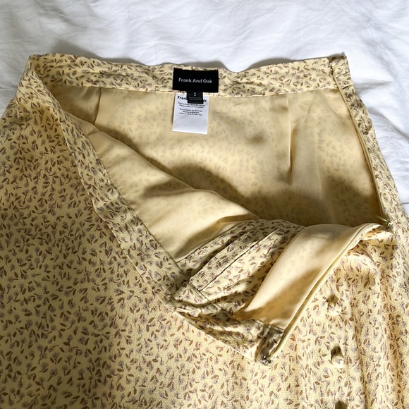 Frank & Oak Pastel Yellow Button Down Dainty Floral Midi Skirt S - Picture 12 of 15